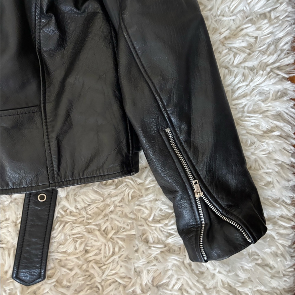 Authentic Black Leather Biker Jacket Unisex - Picture 4 of 7